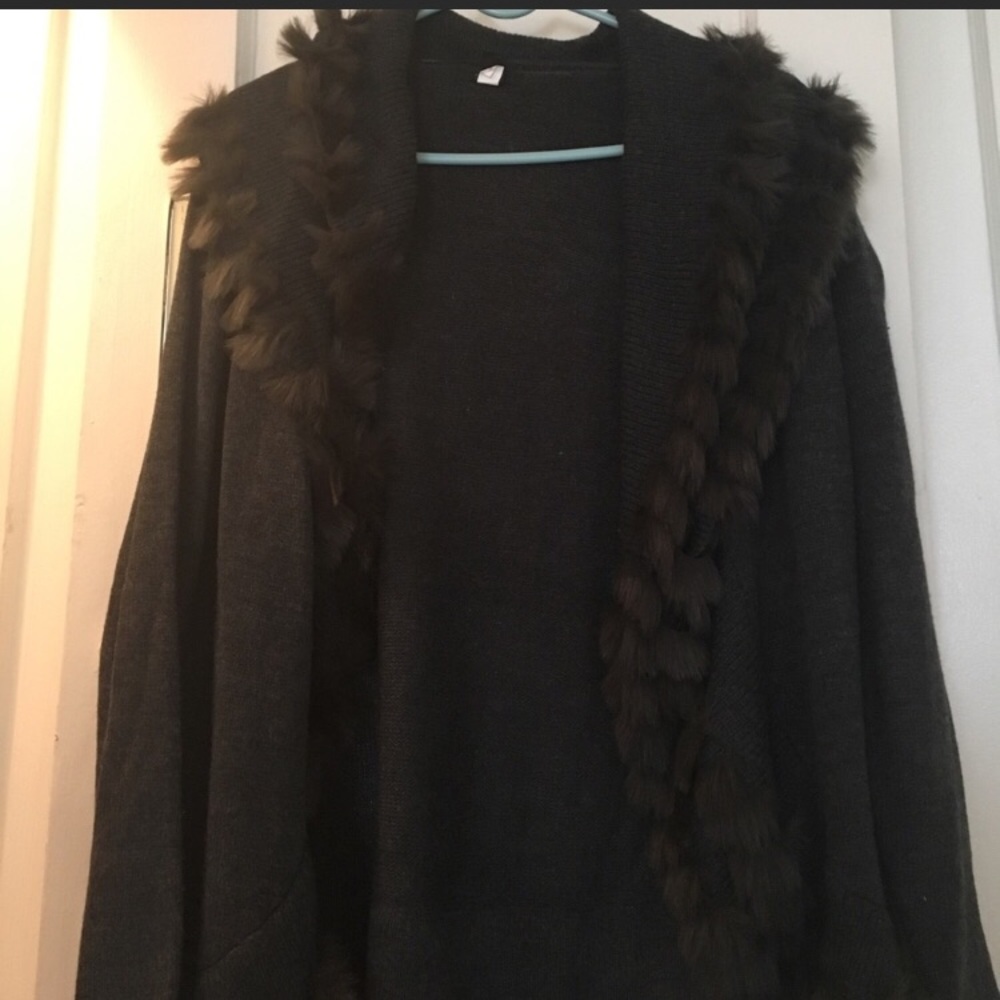 NWT Alfani faux fur accented sweater cardigan